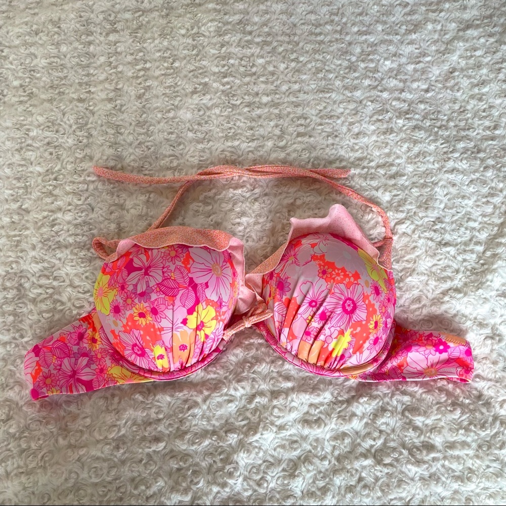 Victoria's Secret 36DD Bombshell Bikini Swim Top RARE Ruffles Add 2 Cup Sizes